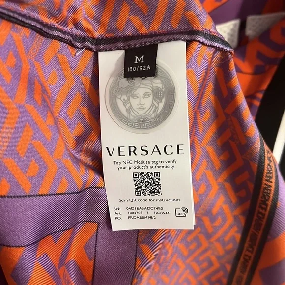 Versace la Greca v neck silk jersey print tank top NEW - Picture 8 of 11